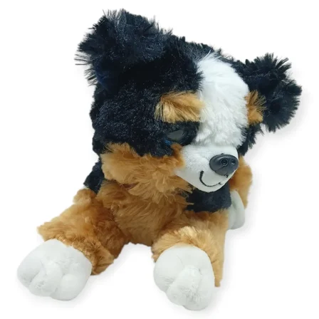 Sesli Peluş Yatan Köpek 25 cm - Siyah Kahve - 1 ADET