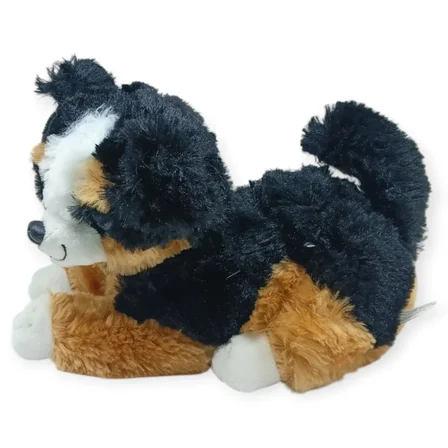 Sesli Peluş Yatan Köpek 25 cm - Siyah Kahve - 1 ADET