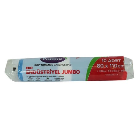 Torbası Jumbo Boy 80x110Cm 400Gr 50Mikron 90Lt Mi Rulo 10 Adet