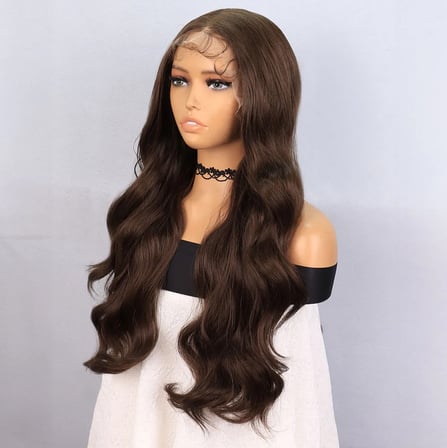 Koyu Kumral Fiber Sen Front Lace Tül Peruk