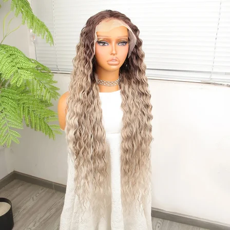 Kumral Beyaz Platin Ombre ve Röfleli Fiber Sen Tül Peruk