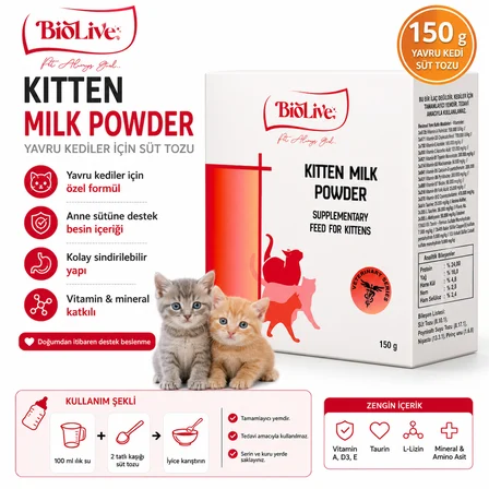 Biolive Yru Kedileri İçin Süt Tozu 150 gr