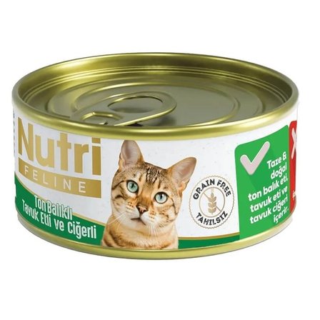 Nutri Feline Tahılsız Ton Balık Tuk Ciğerli Kedi Konservesi 85 Gr