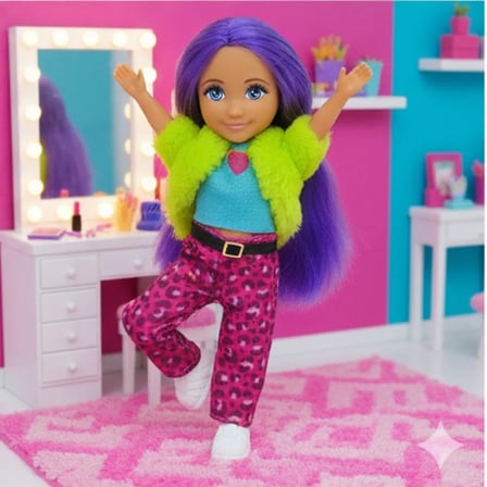 Ankiki Moda İkonu Bebek Figür 13 cm  - Mor lı Hip-Hop Rüzgarı  - 1 ADET