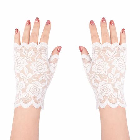 Beyaz Dantel Parmaksız Kısa Eldiven