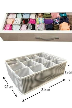 12 Bölmeli Pratik Bölmeli Çekmece Düzenleyici Organizer(İç Çamaşırı Krat Çorap Düzenleyici)