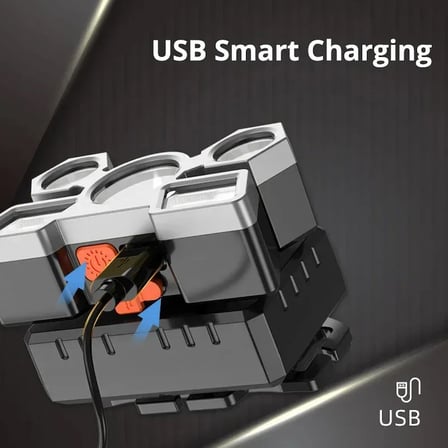 212 Model Şarjlı 5 Led 4 Modlu Cob Led cı Balıkçı Kamp Süper Kafa Lambası