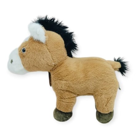 Peluş Hayvanlar Sesli 30 cm At - Koyu Kahverengi - 1 ADET