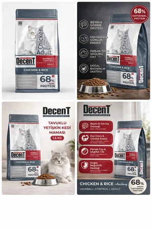 Decent Tuklu Yetişkin Kedi sı 1,5 Kg Control Tuk &amp; Pirinç Yetişkin Kedi sı