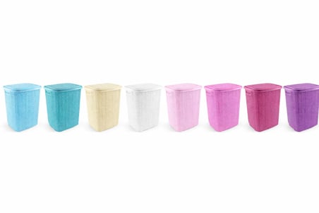 Kirli Çamaşır Sepeti Kapaklı 65 LT Örgü Desenli Plastik Çamaşır Sepeti Banyo Sepeti - Turkuaz