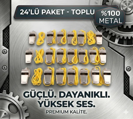 Metal Ipli Hakem ve Deprem Düdüğü (24'lü)