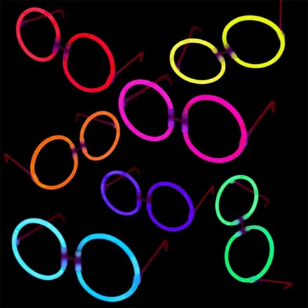 Glow Parti Gözlüğü Glow Partisi Yuvarlak Şekilli Fosforlu Gözlük 6 Adet