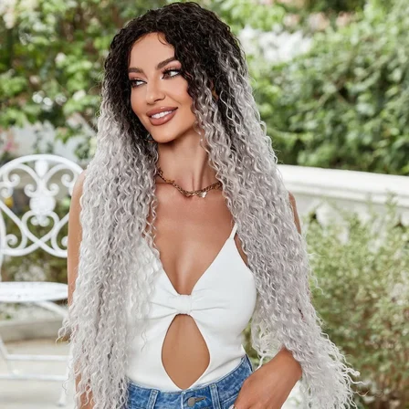 Afro Daa Fiber Sen Tül Peruk / Siyah / Gri Ombreli