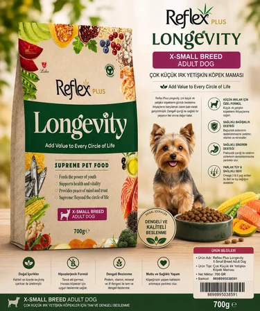 Reflex Plus Longevity Hipoalerjenik Çok Küçük Irk Yetişkin Köpek sı 700gr