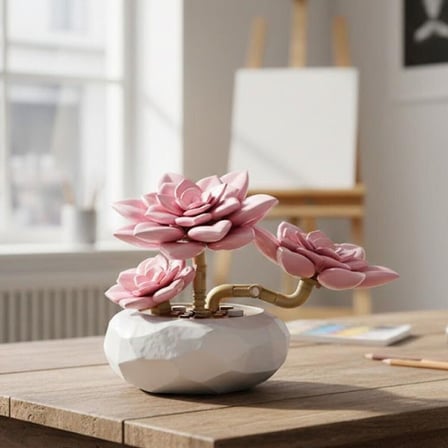 P655064 PANLOS PEMBE NİLÜFER SUKULENT MODEL 82 PARÇA BLK OYUNCAK