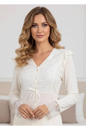 Ekru Penye Pijama Takımı