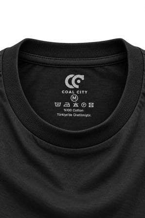 COAL CİTY Erkek Siyah Oversize %100 Pamuk Basic T-shirt