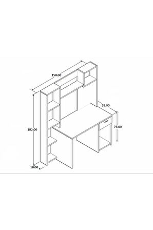 Bicabin Estina Helen Çekmeceli Dolaplı Çalışma Masası