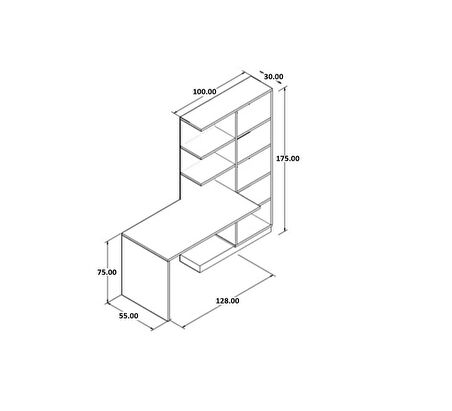 Narin Raflı Dolaplı Çalışma Masası MDF