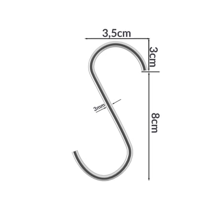 100'lü 8 Cm Mutfak Kanca, S Kanca, Tel Pano Kanca, Metal Kanca, Makrome Kanca