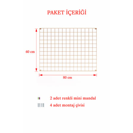 60x80 Fotoğraf Askısı Tel Pano Gold 2 Adet Mini Mandal 4 Adet Montaj Çivisi Hediyemizdir.