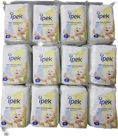 ipek bebek temizleme pamuğu 60 x 12 paket