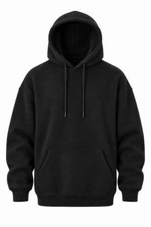 COAL CİTY Erkek Siyah 3 İplik Şardonlu Oversize Kapüşonlu Sweatshirt Yumuşak Dokulu