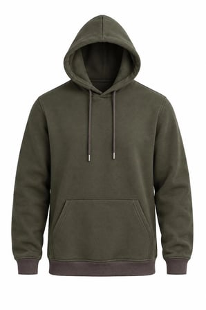 COAL CİTY Erkek Haki 3 İplik Şardonlu Oversize Kapüşonlu Sweatshirt Yumuşak Dokulu