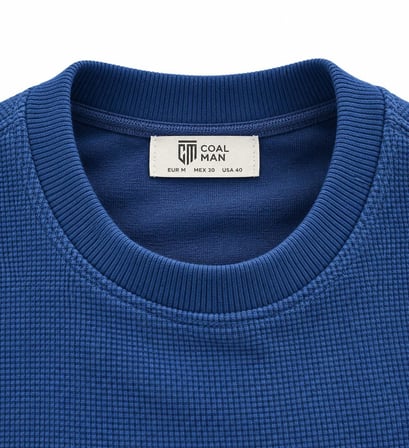 COAL CİTY Erkek Siyah Kadife Dokulu Bisiklet Yaka Oversize Sweatshirt