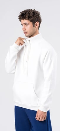 COAL CİTY Erkek Relaxed Fit Reglan Yarım Fermuarlı Kanguru Cepli Siyah Sweatshirt