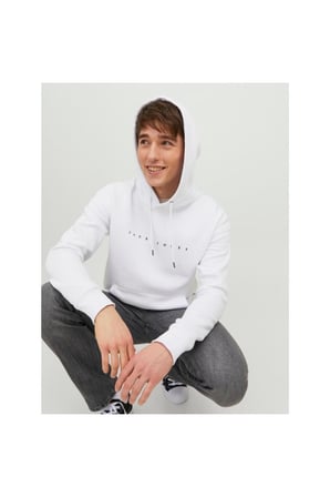 JACK&JONES JJESTAR JJ SWEAT HOOD NOOS BEYAZ