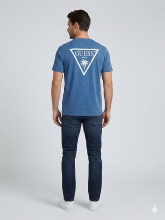 GUESS Erkek Bisiklet Yaka Kısa Kollu Basic T-Shirt F4GI09KA260