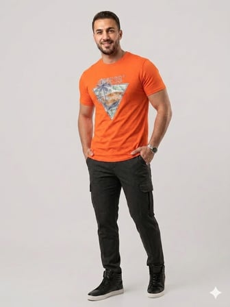 GUESS Erkek Baskılı Bisiklet Yaka T-Shirt M4GI16I3Z14