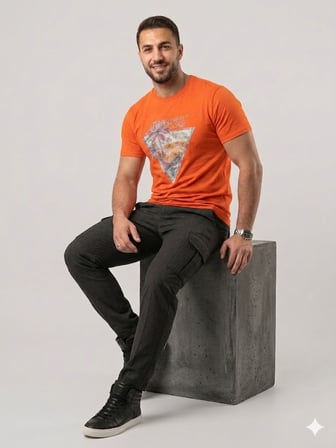 GUESS Erkek Baskılı Bisiklet Yaka T-Shirt M4GI16I3Z14