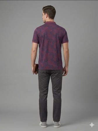 Centilmen Erkek Polo Yaka Kendinden Desenli Rahat Kalıp T-Shirt 2417504