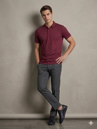 Centilmen Erkek Kendinden Desenli Polo Yaka Kısa Kollu T-Shirt 2417502