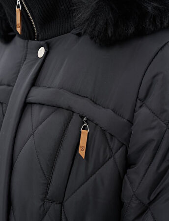 KAYRA Dik Yaka Fermuar Detaylı Kapitoneli Anorak Mont 27309