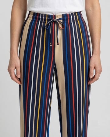 POLİN Çizgili Beli Lastikli Ve Bağlamalı Wide Leg Pantolon 124032