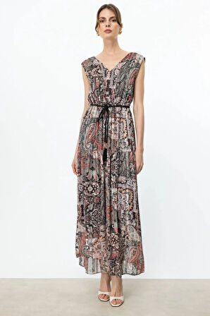 Kuşaklı Maxi Boy Elbise 5168-25