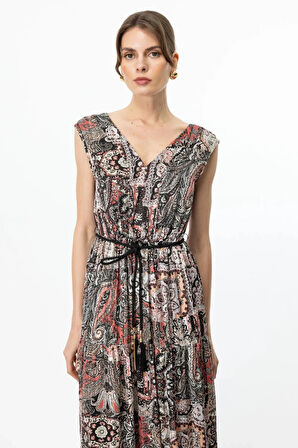 Kuşaklı Maxi Boy Elbise 5168-25