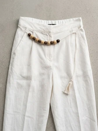 FİMKA FAVORİ Gül Detaylı Askılı Crop Top ve Keten Pantolon İkili Takım 10102