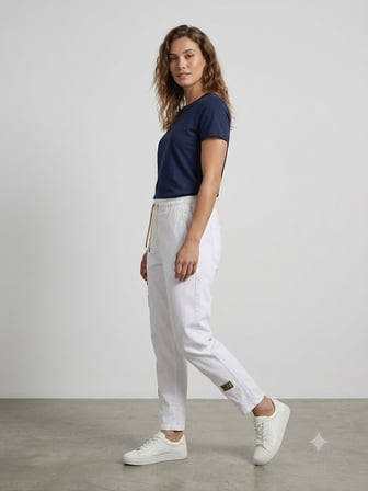 LAMAX Beyaz Bağcıklı Jogger Pantolon 4511