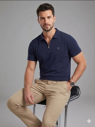 GUESS Erkek Fermuarlı Polo Yaka Kısa Kollu T-Shirt M4YR00Z3DM0