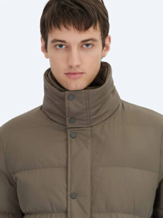 KİP Vizon Dik Yaka Casual Dokuma Kaban KBN-332-26k