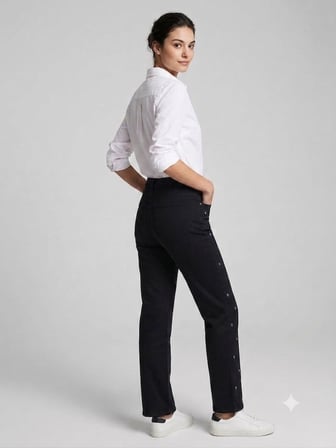 UNİQUE Metal Aksesuarlı Regular Fit Kanvas Pantolon 264022