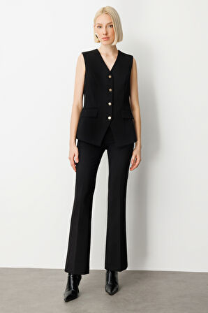 EKOL Kadın Kapak Cepli V Yaka Yelek 5037