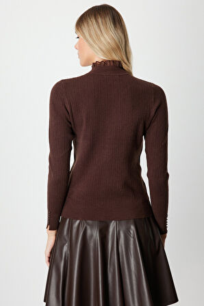 ON TRİKO Tül Detaylı Fitilli Triko Kazak 60341-26k