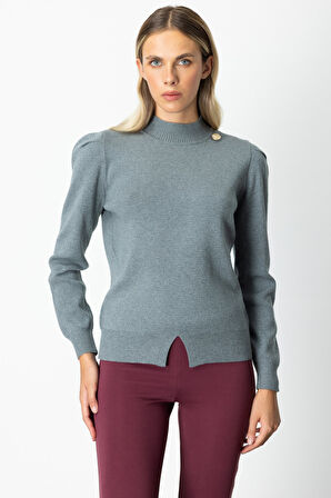 ON TRİKO Dik Yaka Düğme Detaylı Kazak 65331