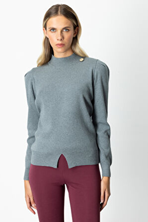 ON TRİKO Dik Yaka Düğme Detaylı Kazak 65331