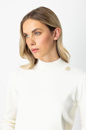 ON TRİKO Dik Yaka Düğme Detaylı Kazak 65331